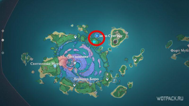 Гидро Гипостазис на карте Genshin Impact