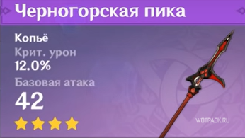 Характеристики Черногорской пики