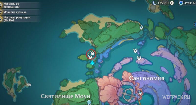 От Статуи Электро Архонта летите на запад