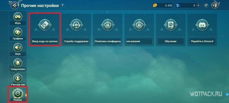 Куда вводить промокоды в игре