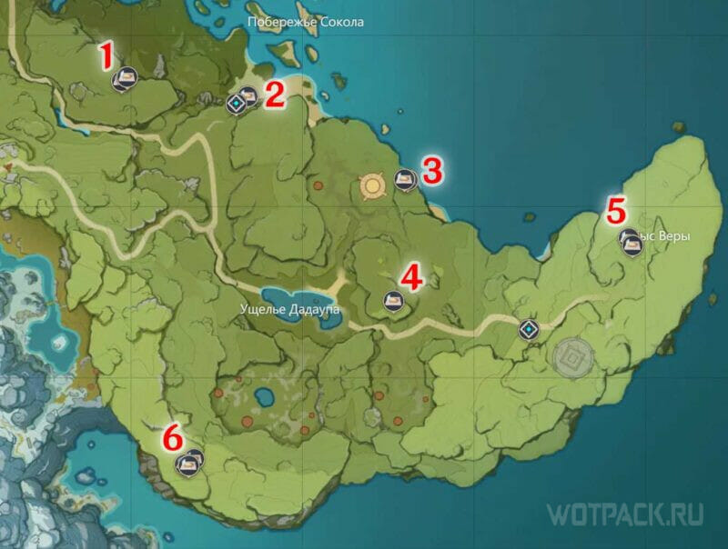 одуванчики на востоке Мондштадта
