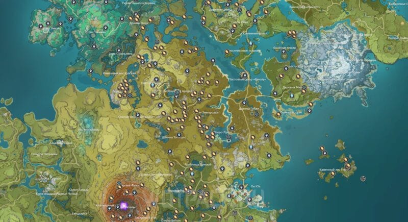 Cor lapis on the map of Teyvat