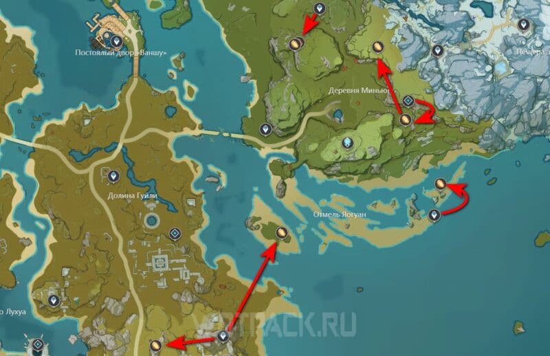 Cor lapis on the map Mouth of the Qiongzi River