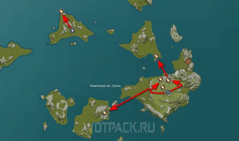 Cor lapis on the map of Guyun Stone Forest